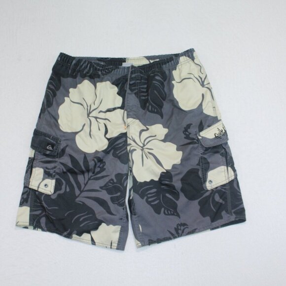QuickSilver Men Gray Floral Board Shorts Size Large - Picture 1 of 9